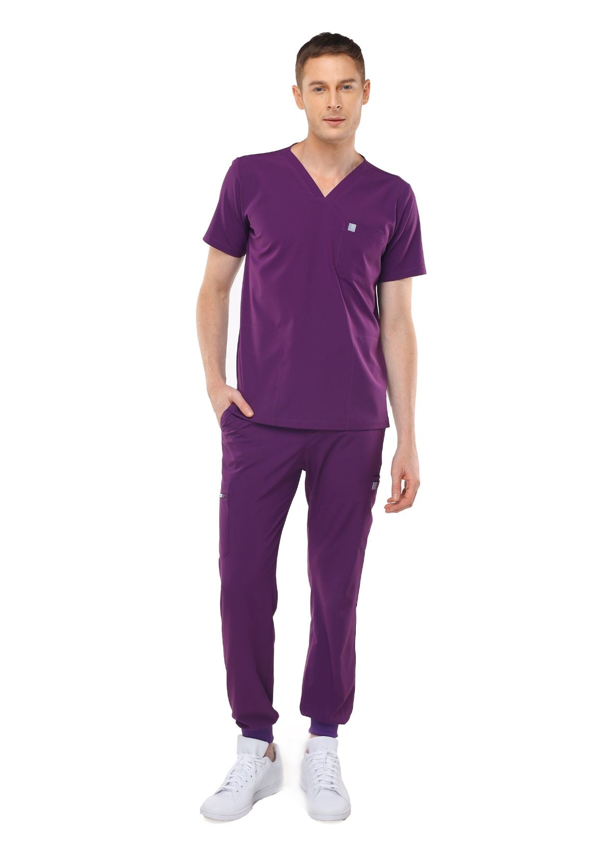 MoveTech® SCRUB SET SALE: 4-Pocket Top + Jogger Pants 2.0 - Men / Plum