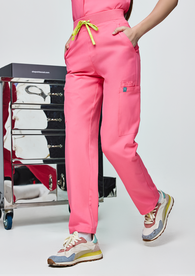Ribbed Straight Cut MoveTech® Scrub Pants Core+ - Women / Hyper Pink