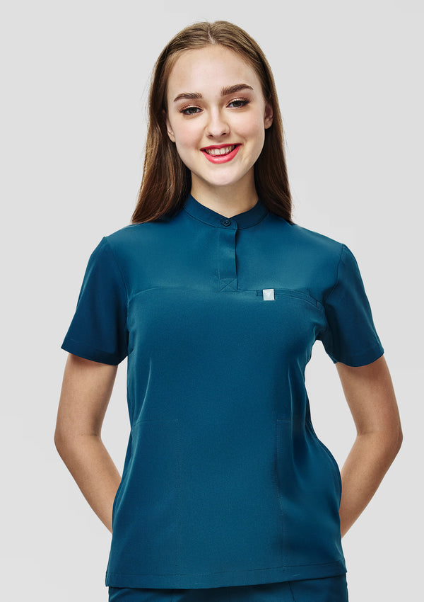 Band Collar MoveTech® Scrub Top Core+ - Women / Pacific Tide