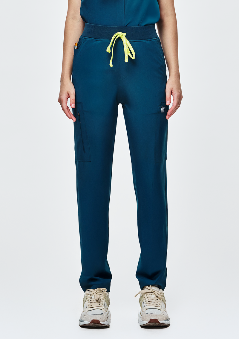 Ribbed Straight Cut MoveTech® Scrub Pants Core+ - Women / Pacific Tide