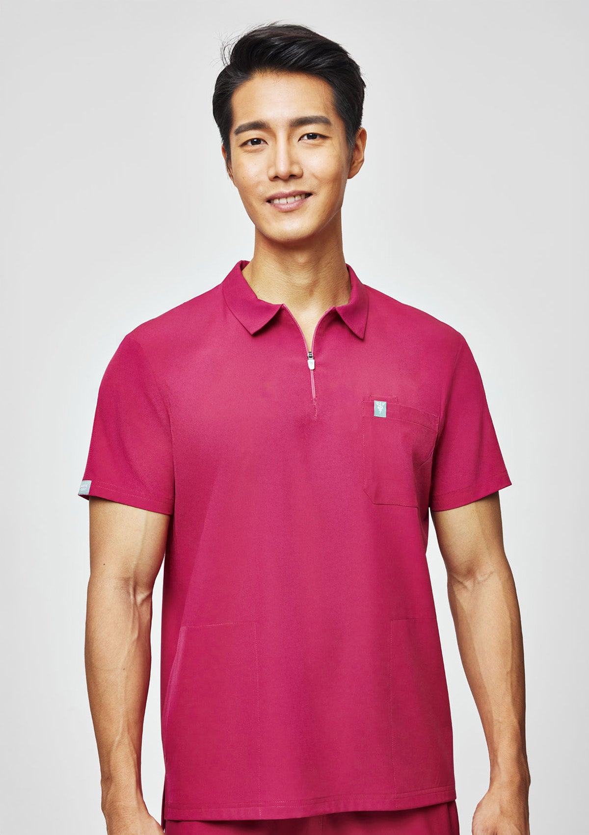 Zip-Up Polo MoveTech® Scrub Top - Men / Orchid Crush