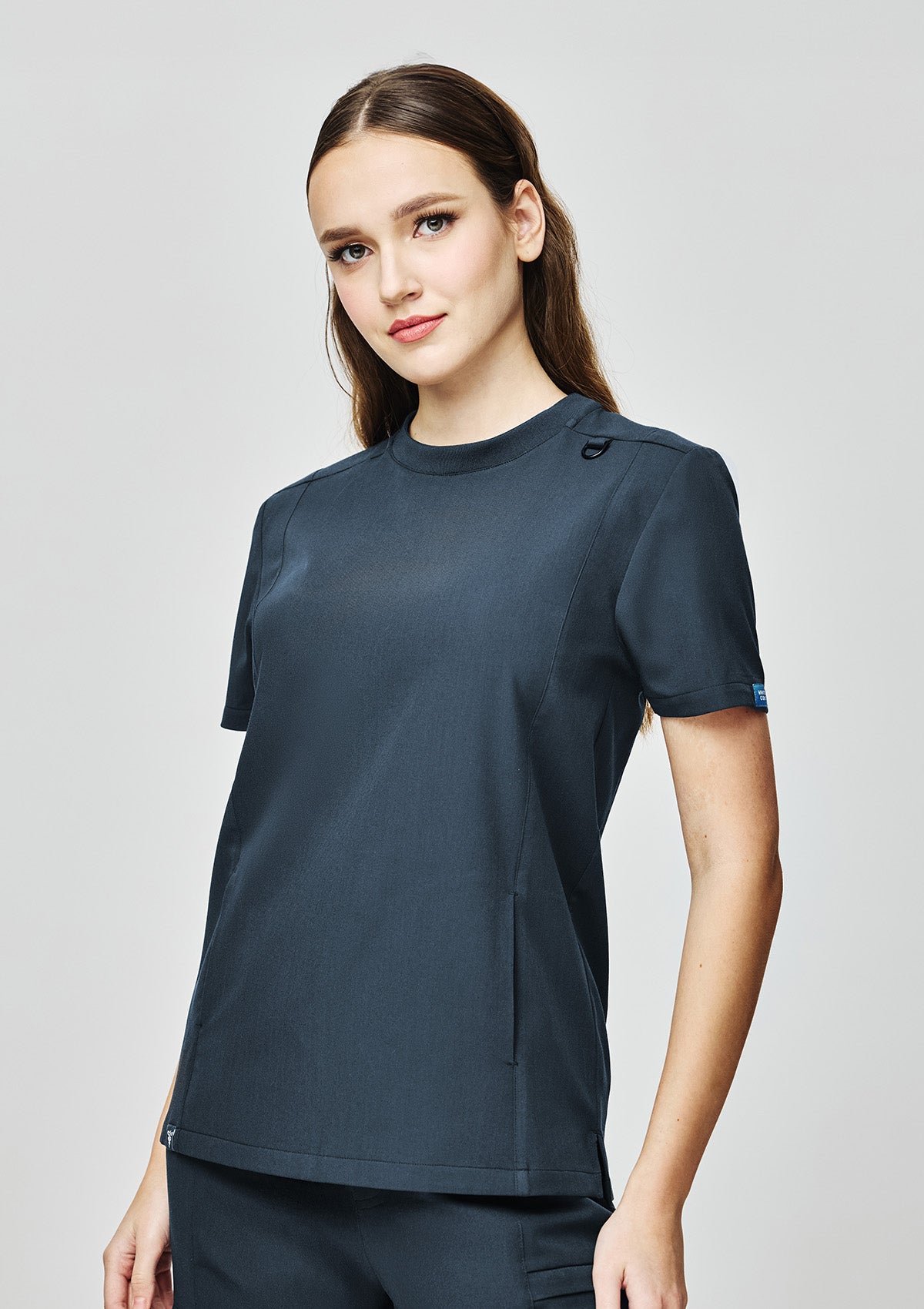 Ribbed Round Neck Scrub Top - Women / Midnight