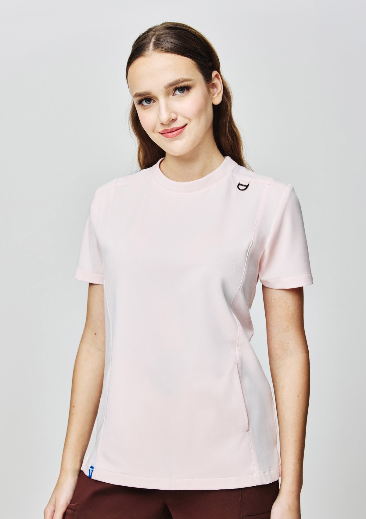 Ribbed Round Neck Scrub Top - Women / Blush