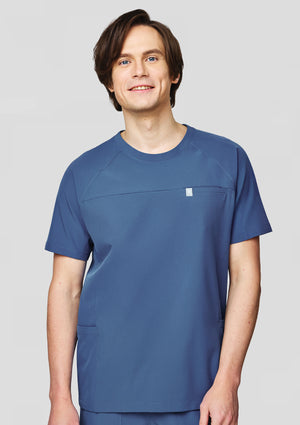 Round Neck MoveTech® Scrub Top Core+ - Men / Steel Blue