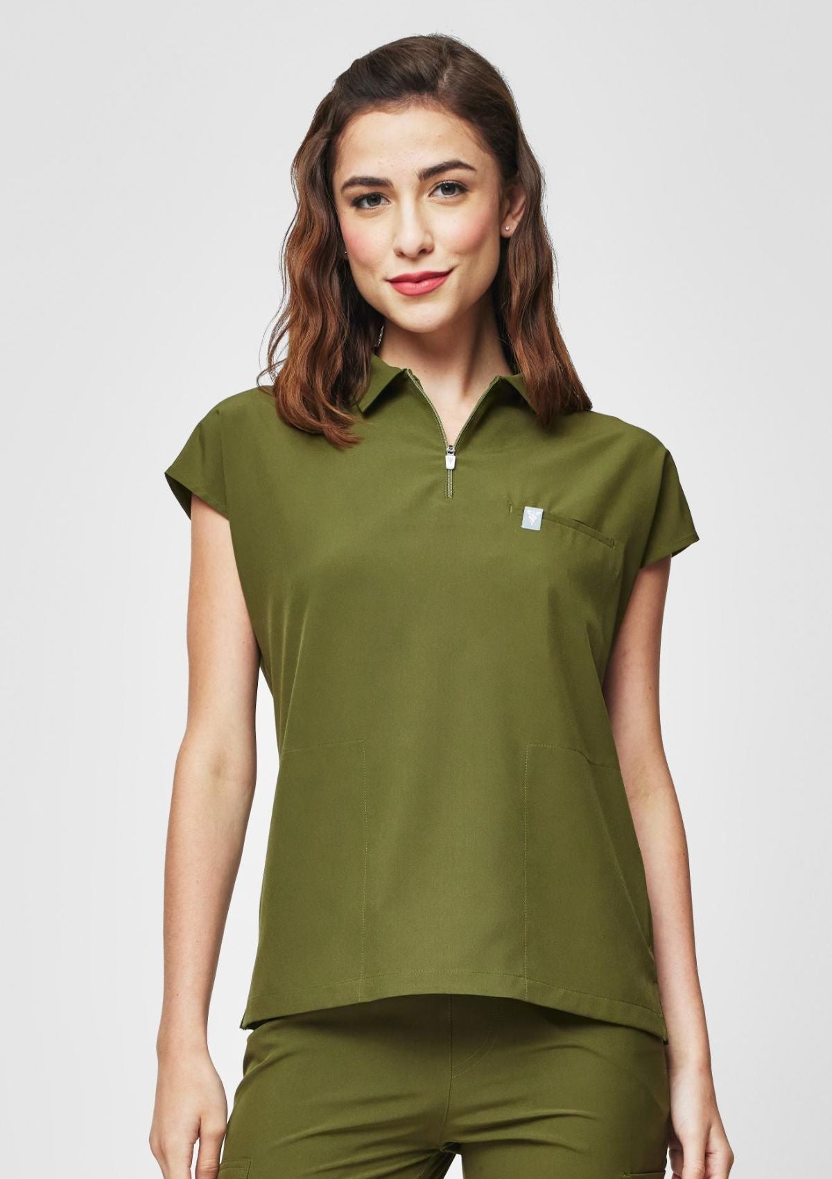 Zip-Up Polo MoveTech® Scrub Top 3.0 Women / Forest Green