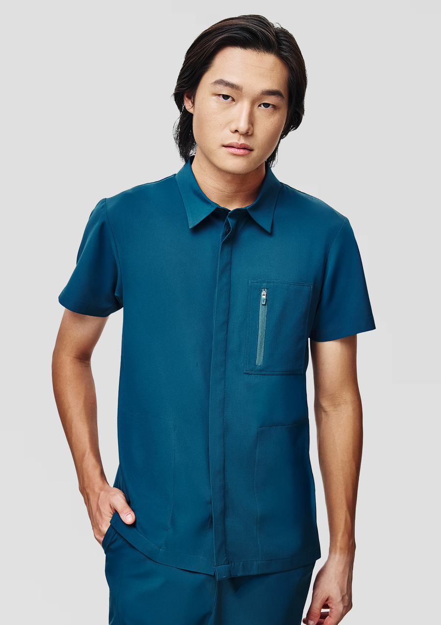 Polo MoveTech® Scrub Top Core+ - Men / Pacific Tide