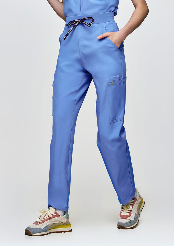 Ribbed Straight Cut MoveTech® Scrub Pants Core+ - Women / Cool Ceil