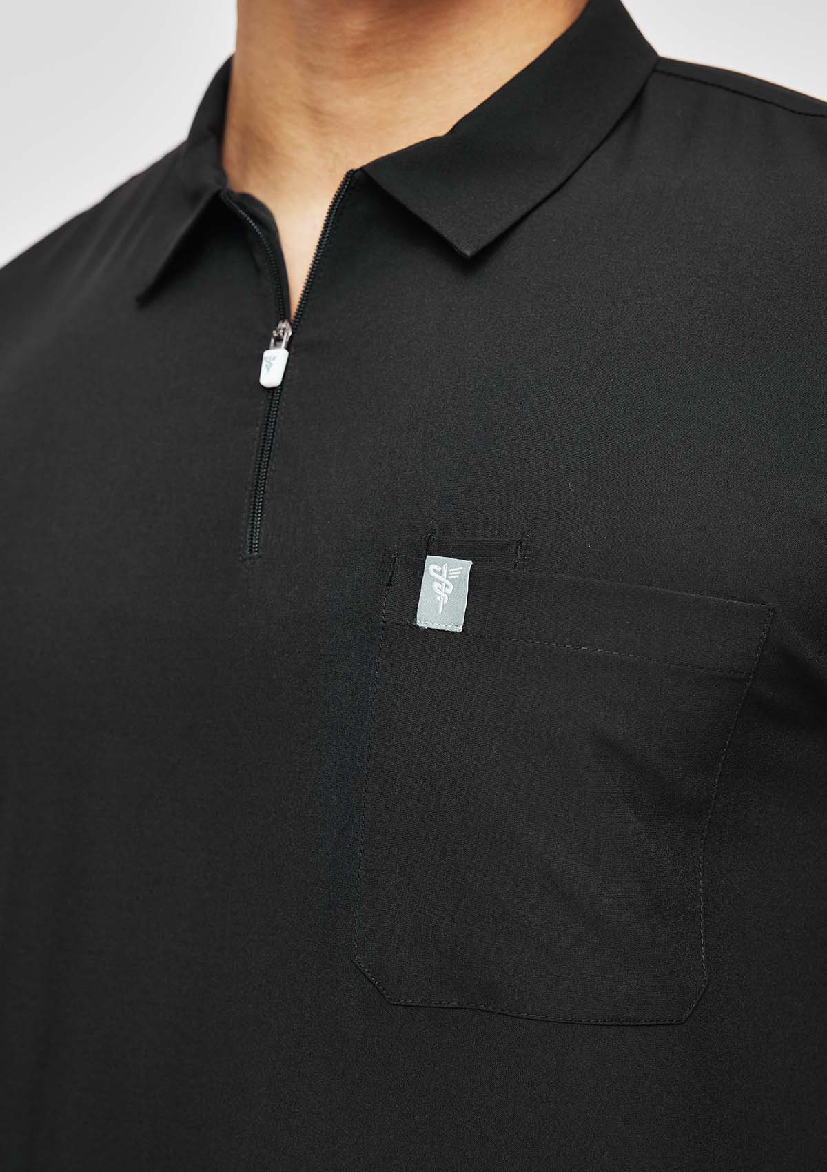 Zip-Up Polo MoveTech® Scrub Top - Men / So Black