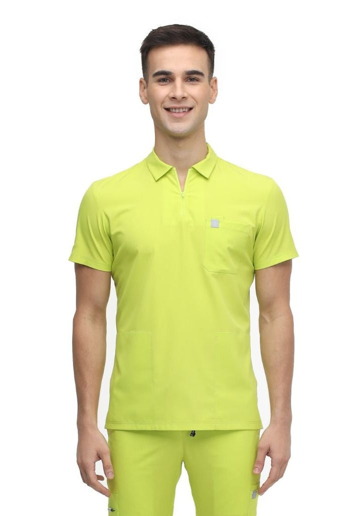 Zip-Up Polo MoveTech® Scrub Top 2.0 - Men / Atomic Yellow