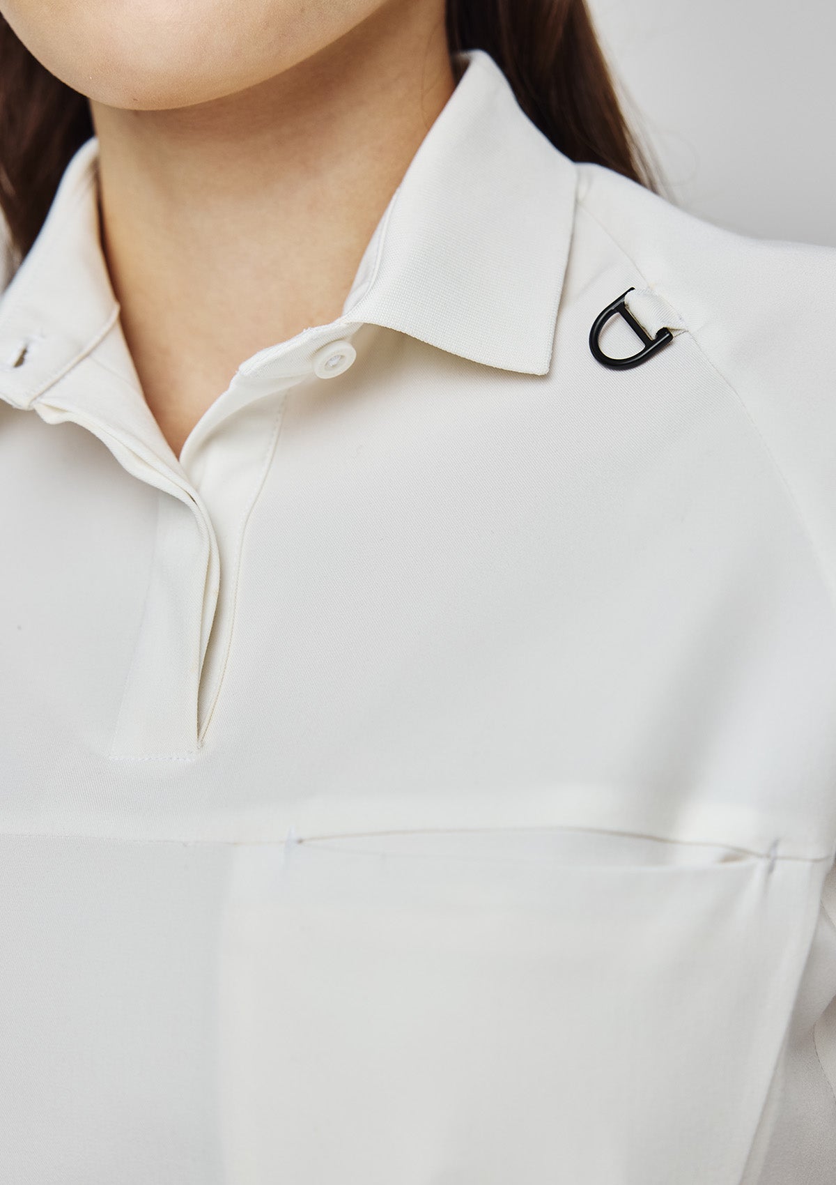 Ribbed Polo Scrub Top - Women / Ivory White