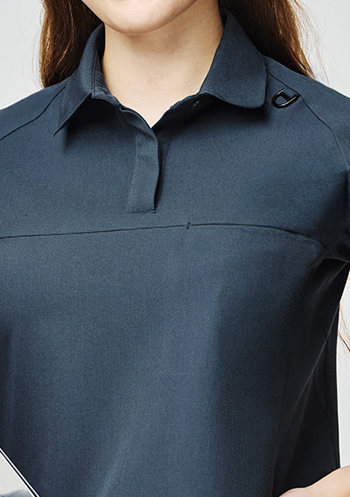 Ribbed Polo Scrub Top - Women / Midnight
