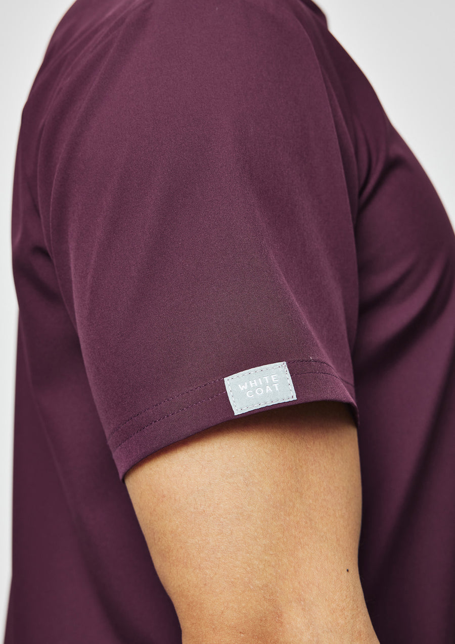 Zip-Up Polo MoveTech® Scrub Top - Men / Merlot