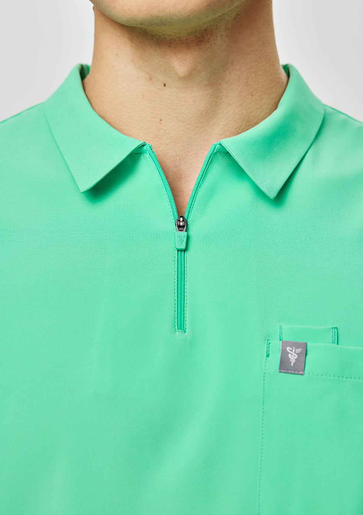 Zip-Up Polo MoveTech® Scrub Top - Men / Cool Mint