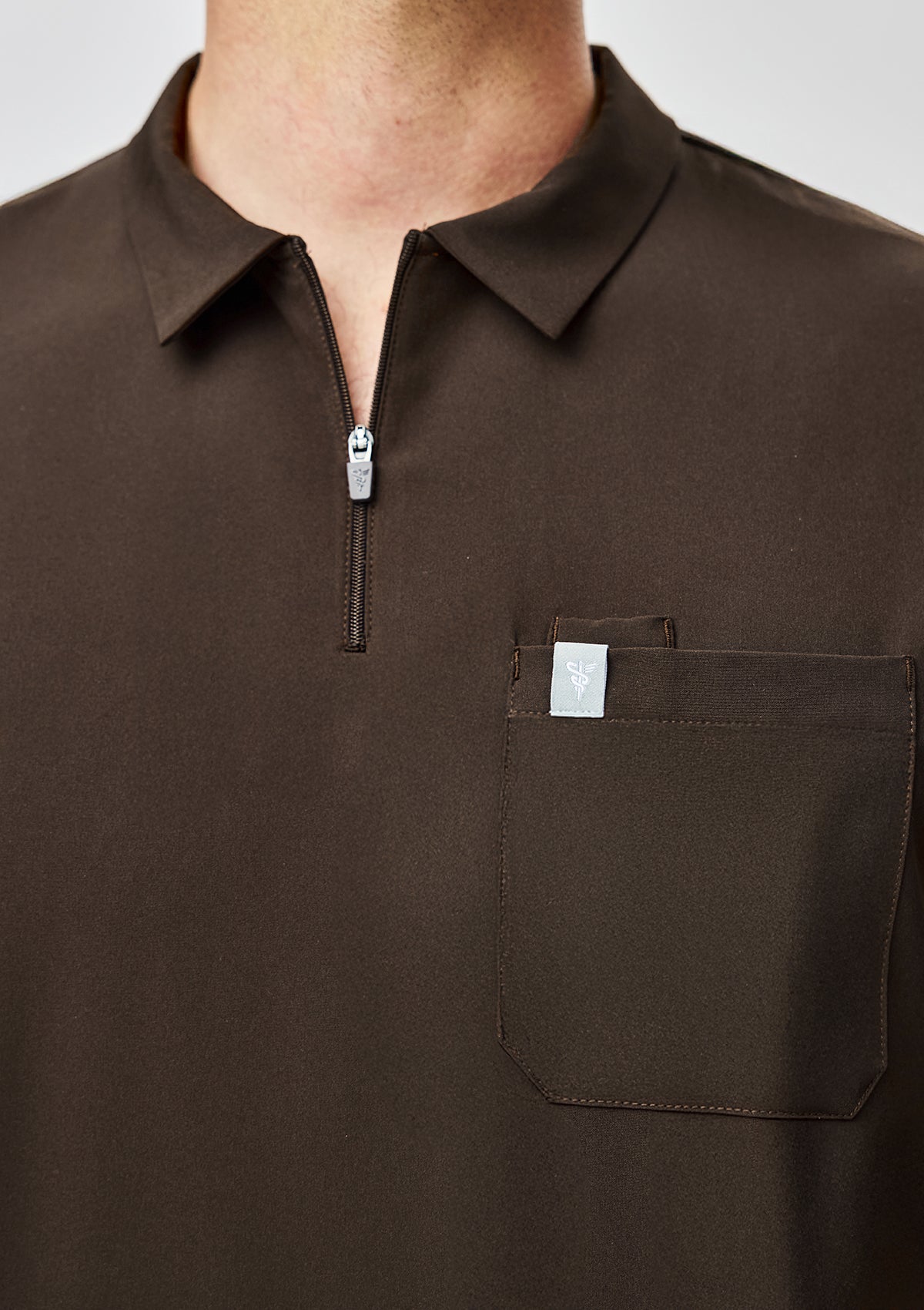 Zip-Up Polo MoveTech® Scrub Top - Men / Espresso