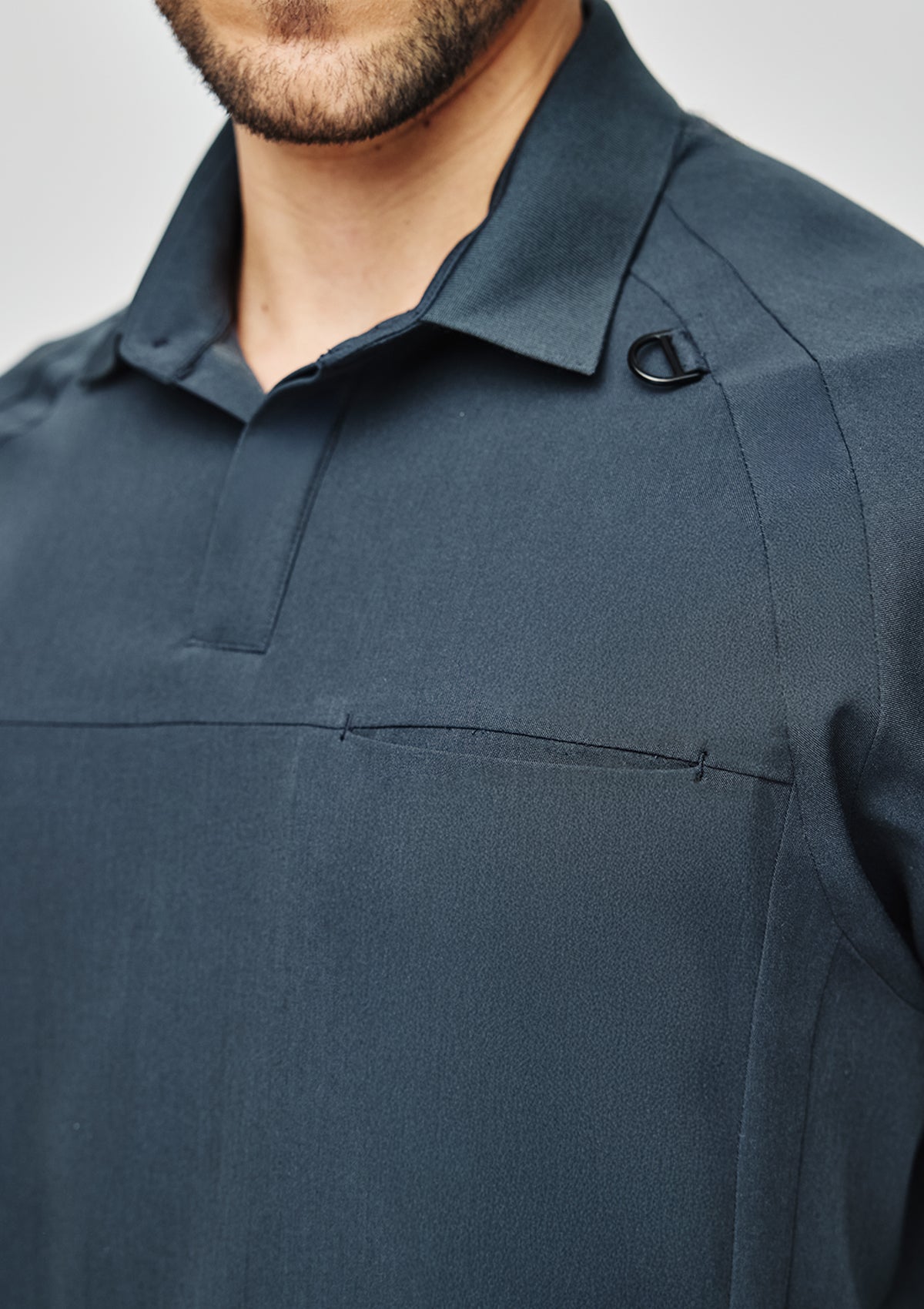 Ribbed Polo Scrub Top - Men / Midnight