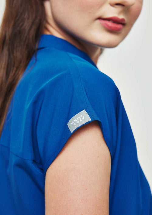 Zip-Up Polo MoveTech® Scrub Top - Women / Cobalt Blue