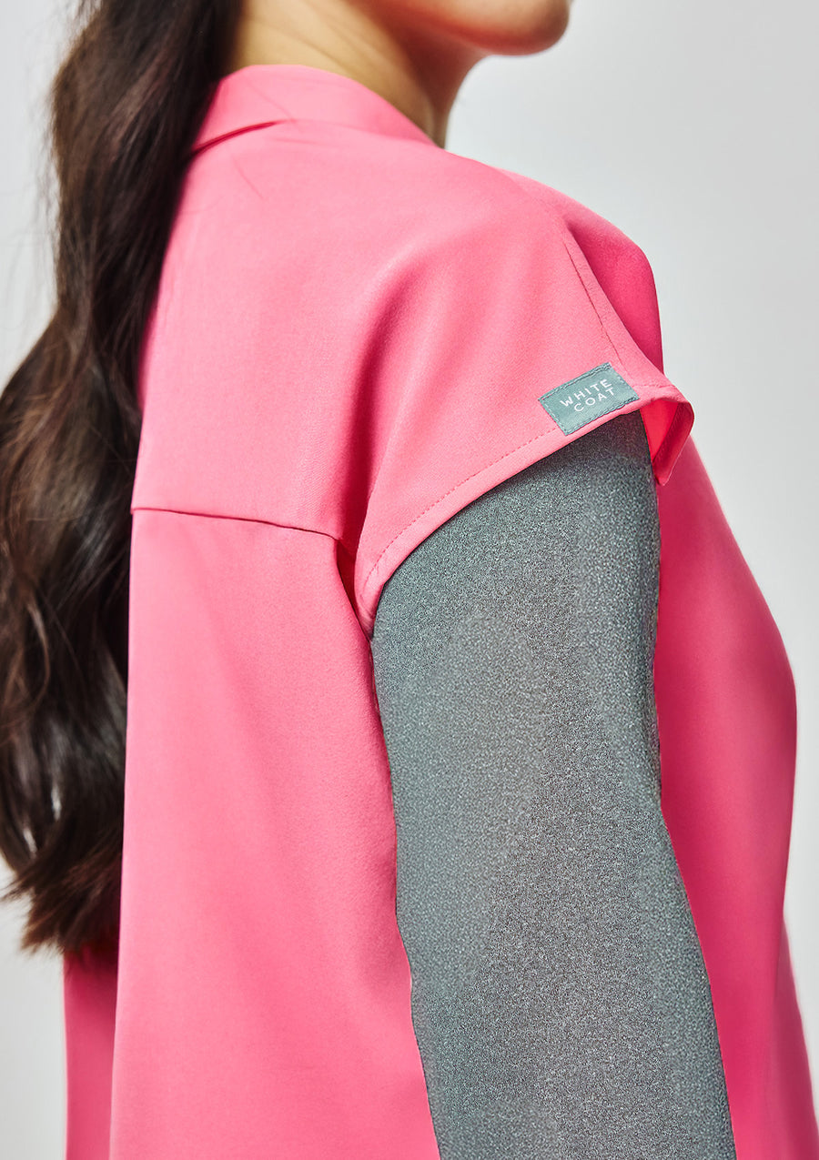 Zip-Up Polo MoveTech® Scrub Top - Women / Hyper Pink