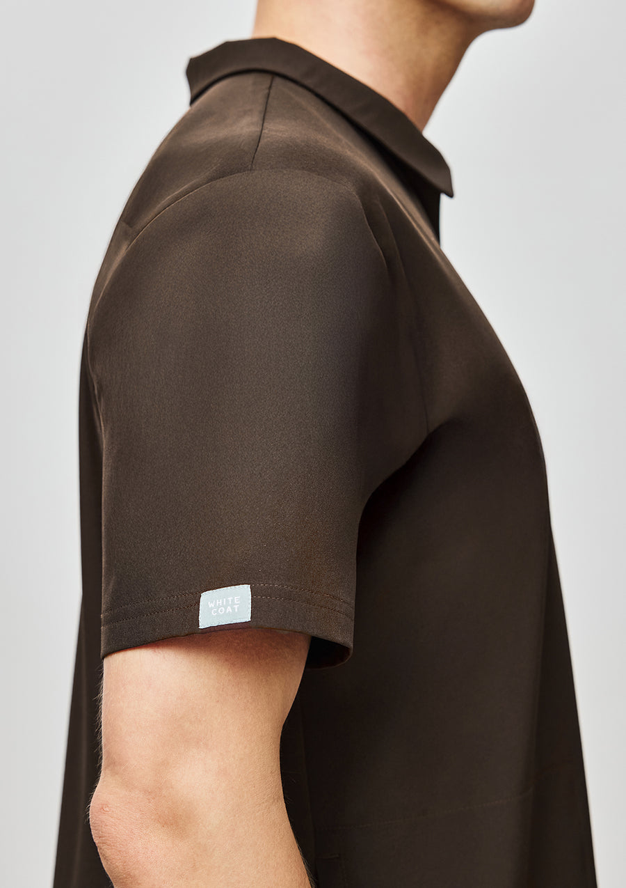 Zip-Up Polo MoveTech® Scrub Top - Men / Espresso