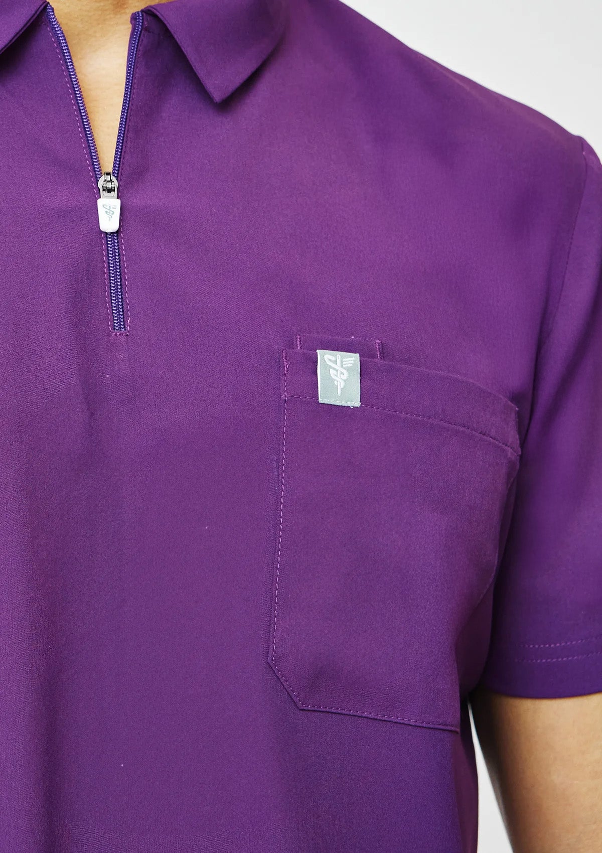 Zip-Up Polo MoveTech® Scrub Top - Men / Plum