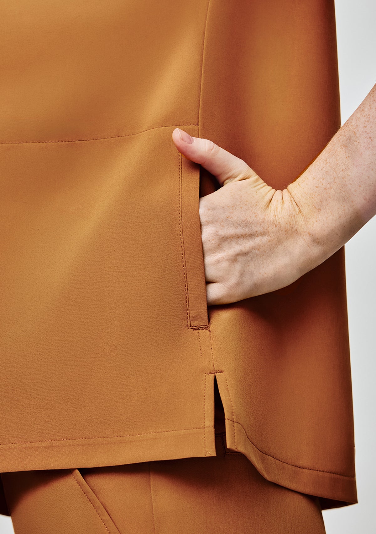 Zip-Up Polo MoveTech® Scrub Top - Women / Caramel