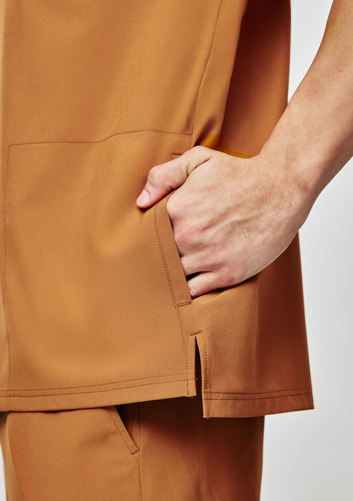 Zip-Up Polo MoveTech® Scrub Top - Men / Caramel