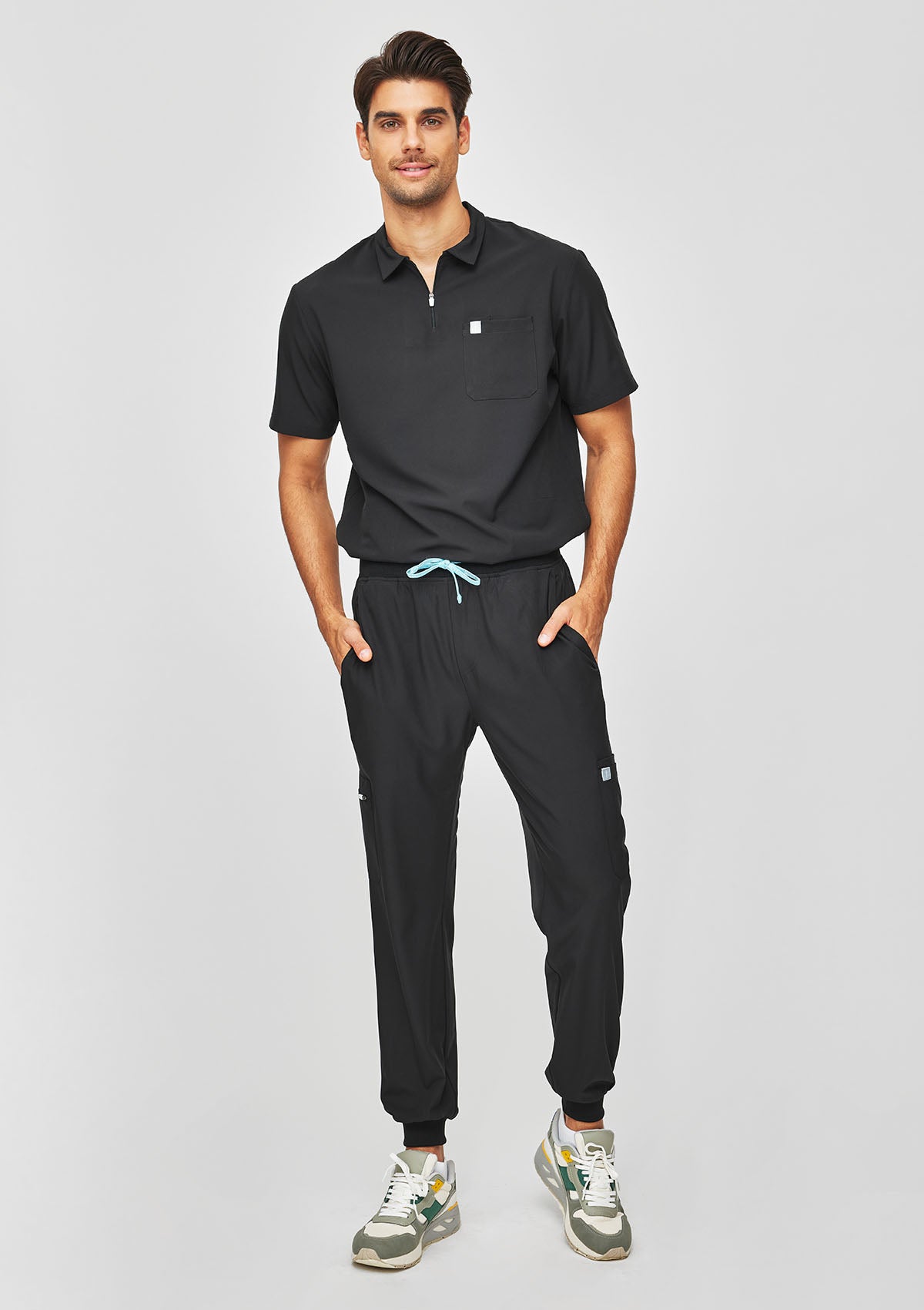 Zip-Up Polo MoveTech® Scrub Top 2.0 - Men / So Black
