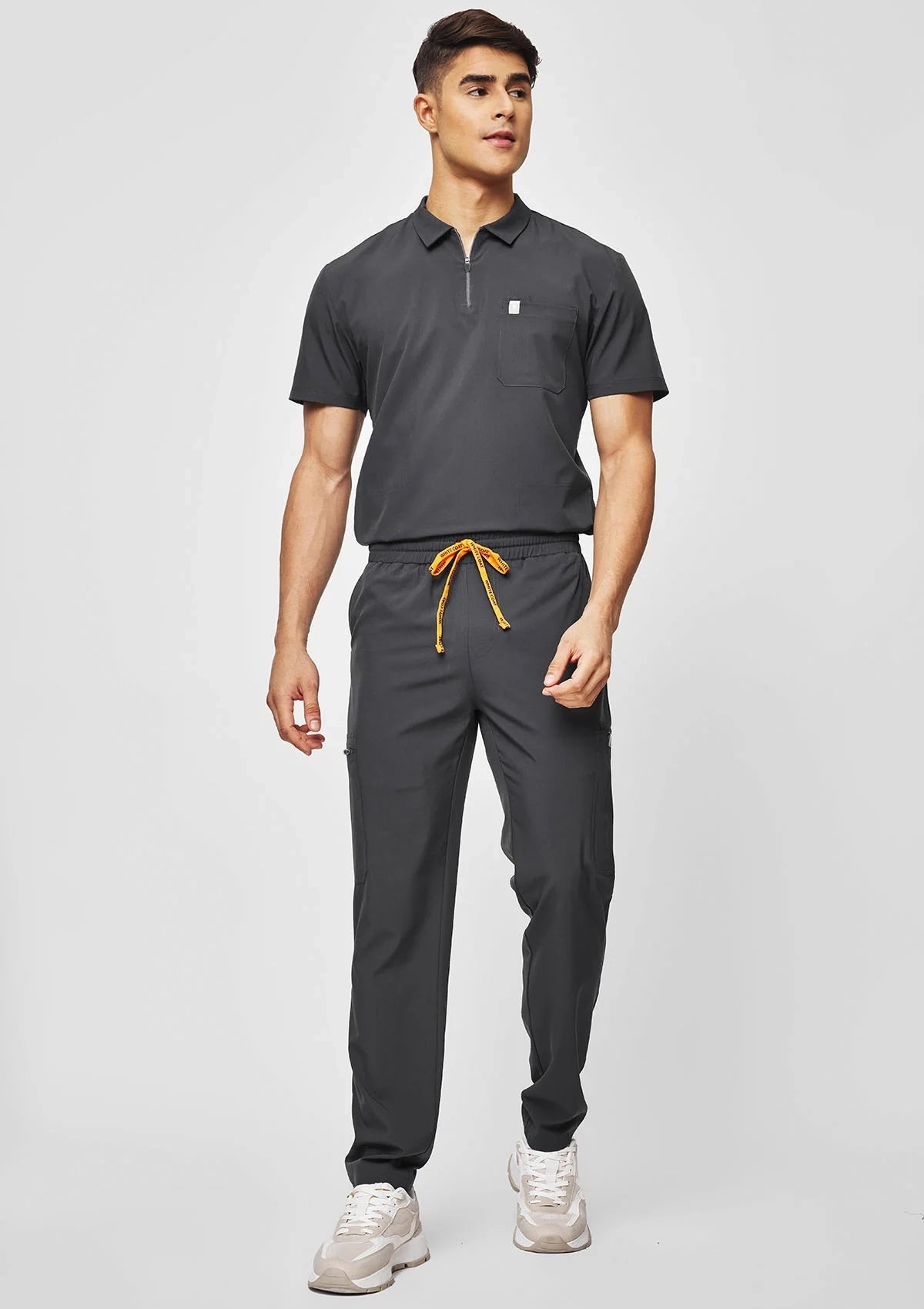 Zip-Up Polo MoveTech® Scrub Top - Men / Graphite