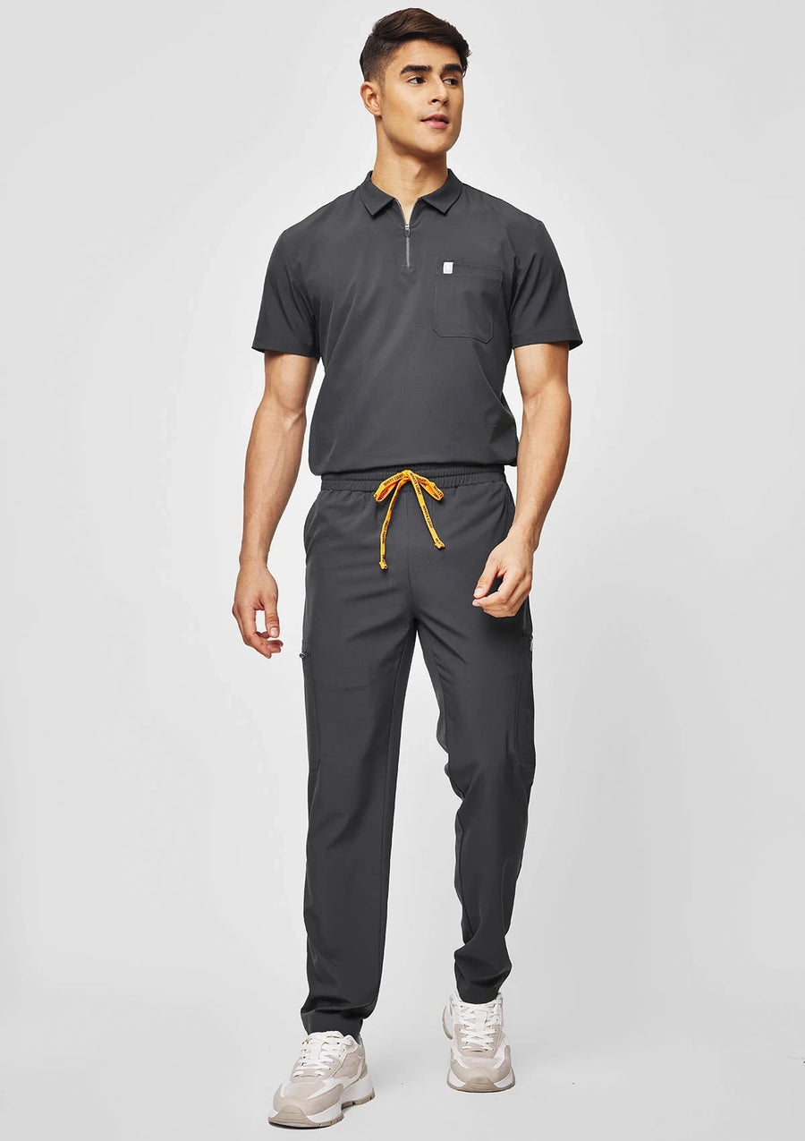 Zip-Up Polo MoveTech® Scrub Top - Men / Graphite