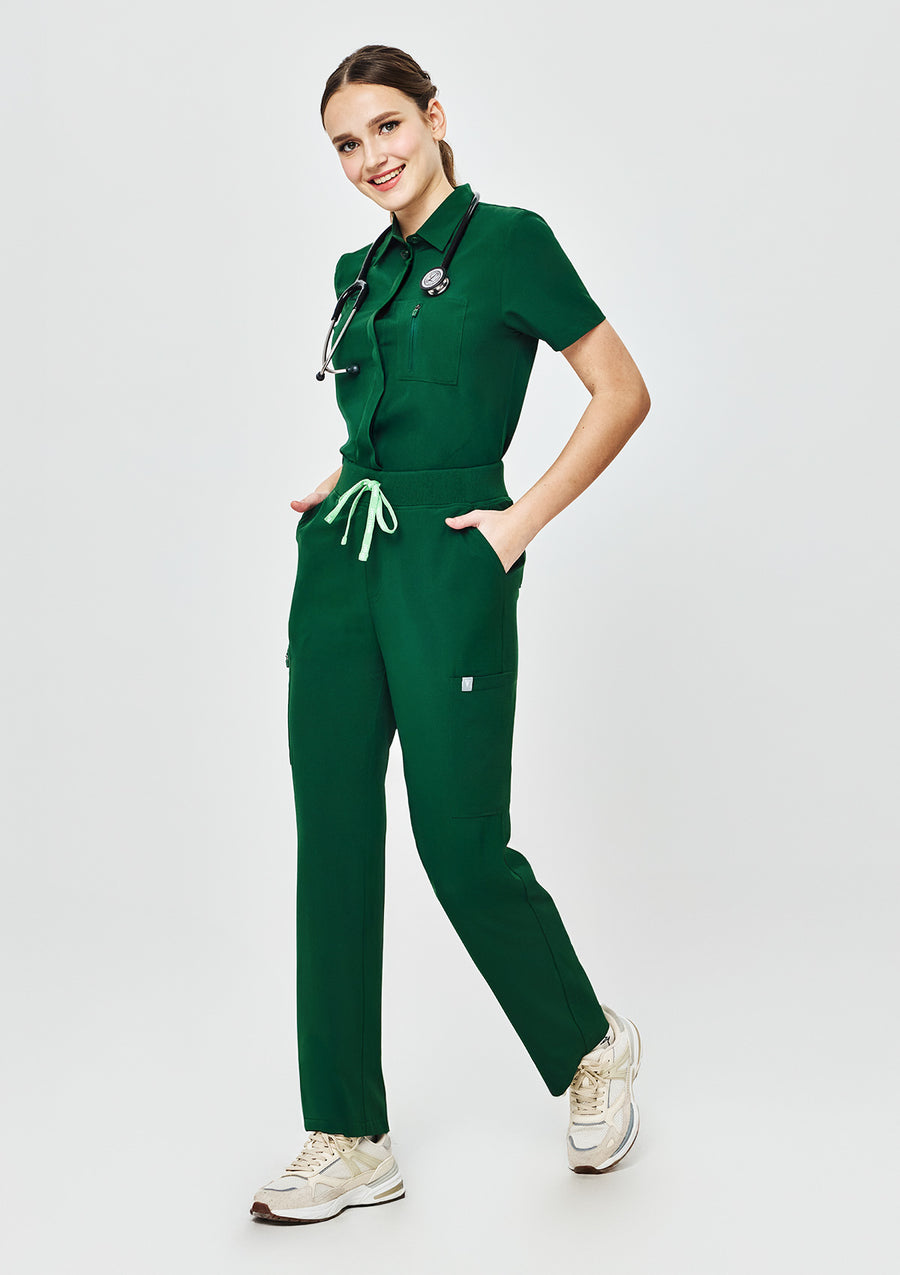 Ribbed Straight Cut MoveTech® Scrub Pants Core+ - Women / Evergreen