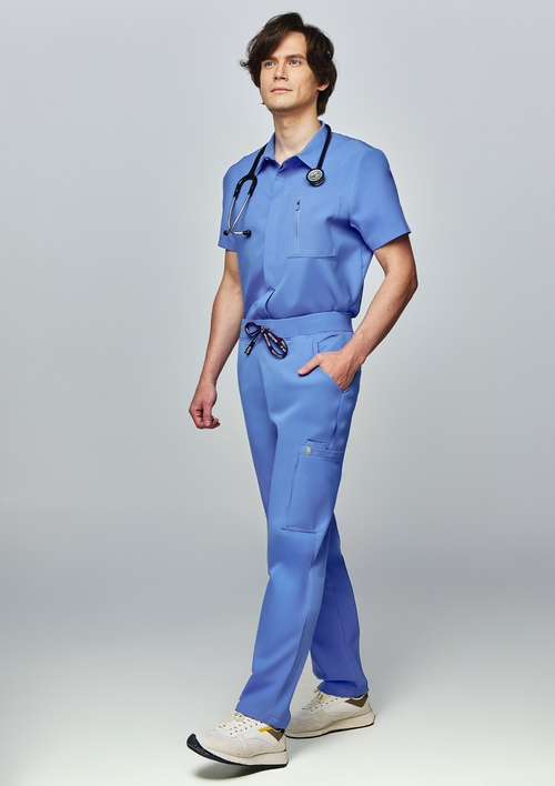 Ribbed Straight Cut MoveTech® Scrub Pants Core+ - Men / Cool Ceil