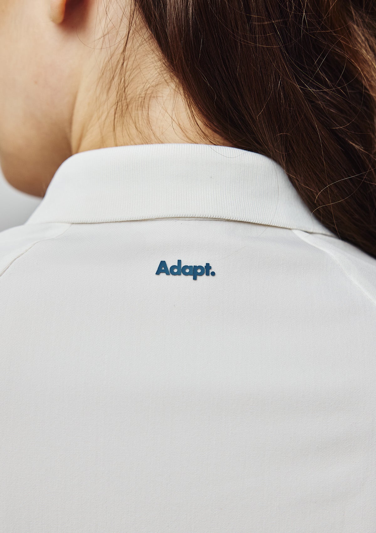 Ribbed Polo Scrub Top - Women / Ivory White