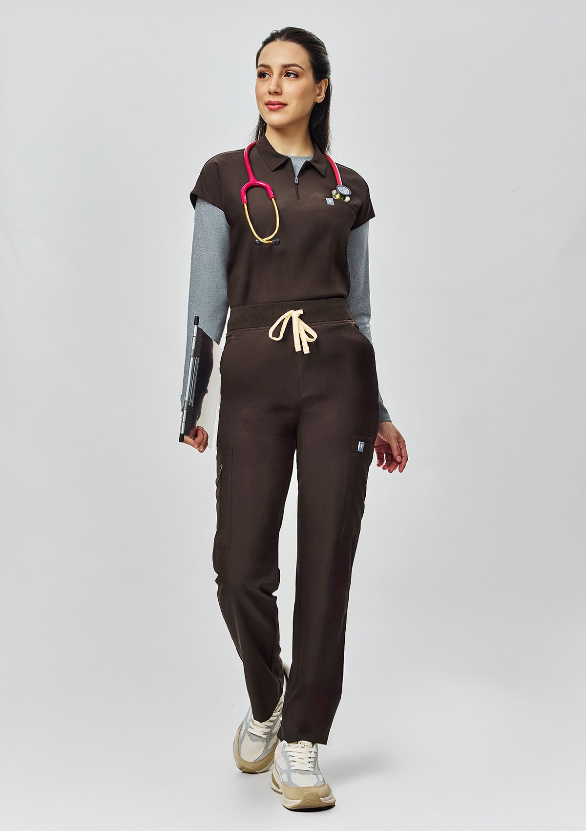 Ribbed Straight Cut MoveTech® Scrub Pants Core+ - Women / Espresso