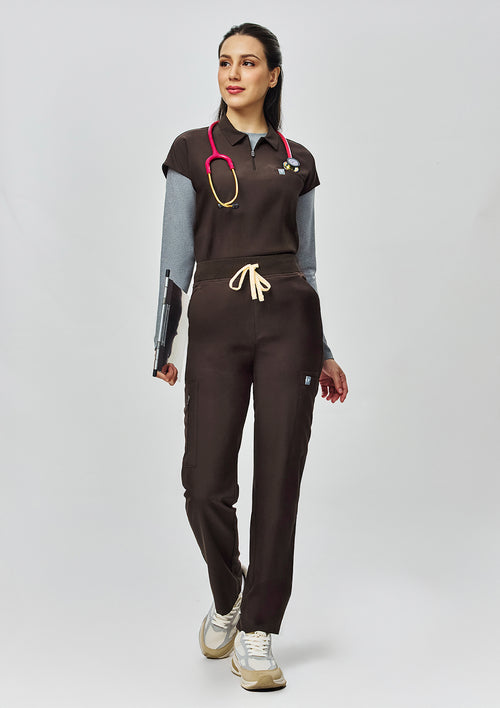 Ribbed Straight Cut MoveTech® Scrub Pants Core+ - Women / Espresso