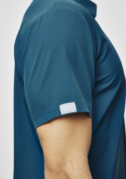 Zip-Up Polo MoveTech® Scrub Top - Men / Pacific Tide
