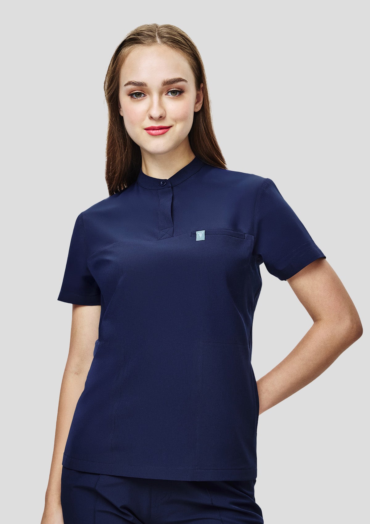 Band Collar MoveTech® Scrub Top Core+ - Women / Indigo