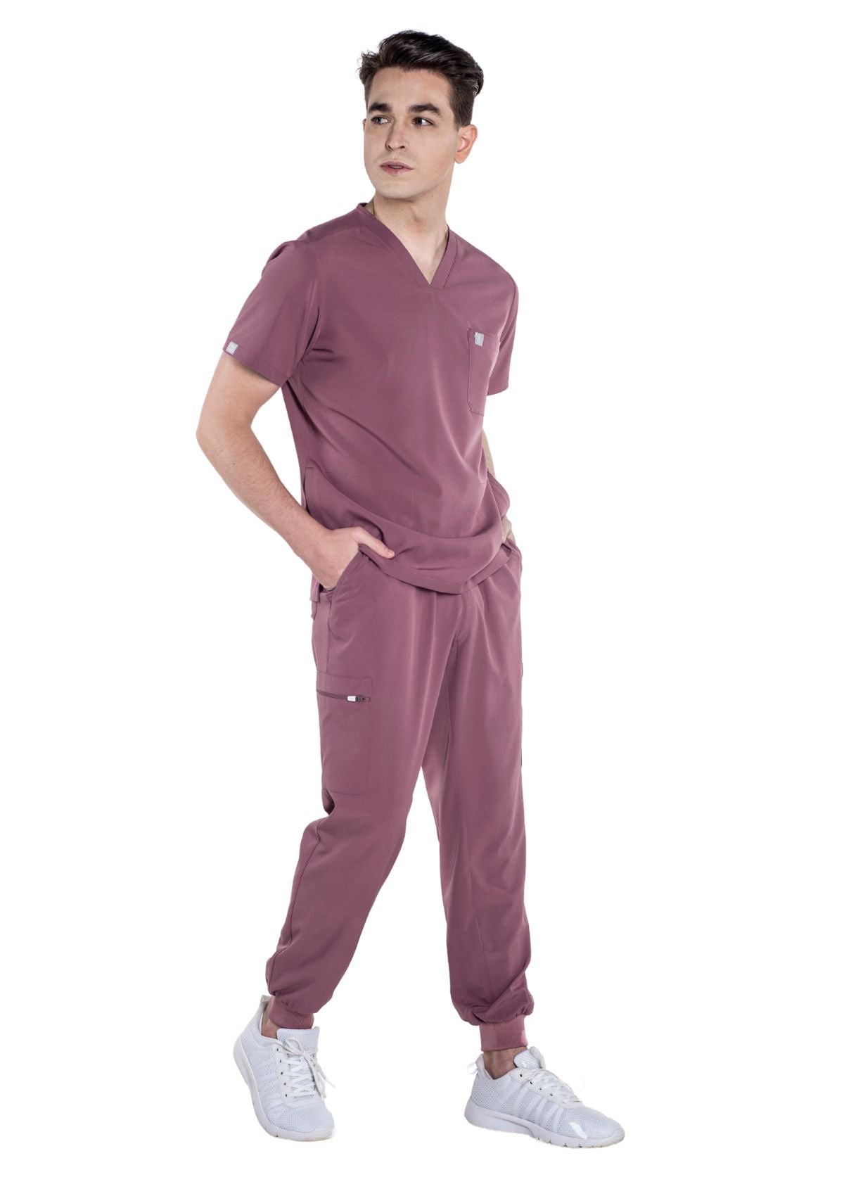 MoveTech® SCRUB SET SALE: 4-Pocket Top + Jogger Pants 2.0 - Men / Mauve