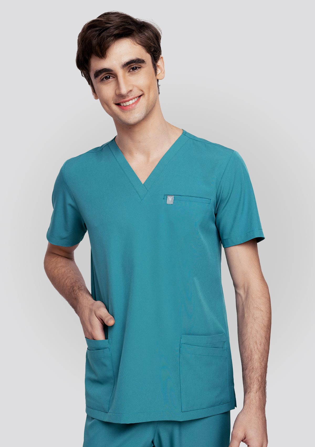 5-Pocket MoveTech® Scrub Top - Men / Seafoam