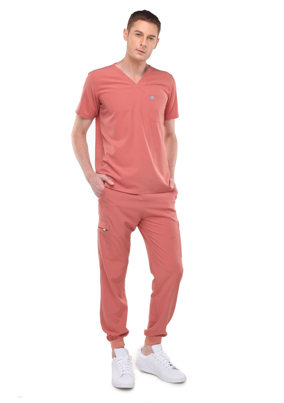 MoveTech® SCRUB SET SALE: 4-Pocket Top + Jogger Pants 2.0 - Men / Saffron