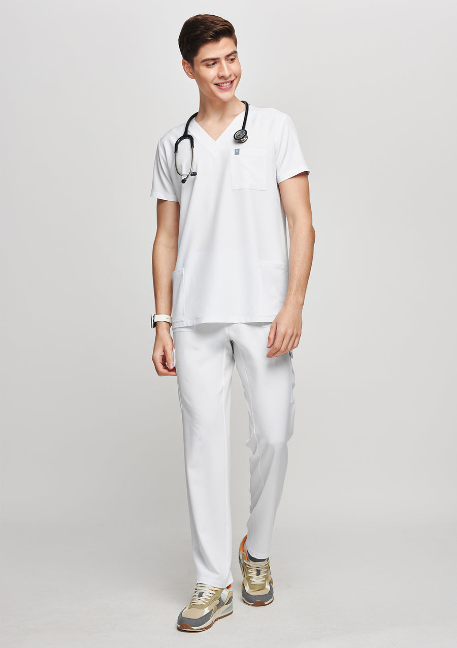 3-Pocket MoveTech® Scrub Top - Men / Industrial White