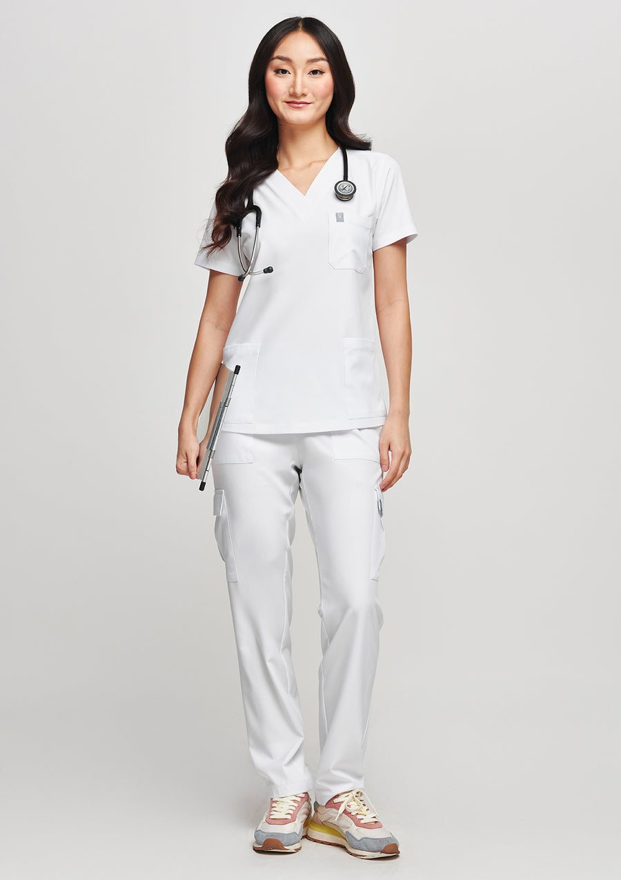 3-Pocket MoveTech® Scrub Top - Women / Industrial White