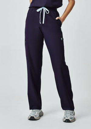 Ribbed Straight Cut MoveTech® Scrub Pants Core+ - Women / Midnight Purple