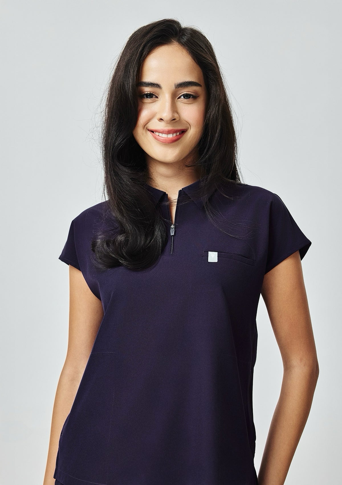 Zip-Up Polo MoveTech® Scrub Top - Women / Midnight Purple