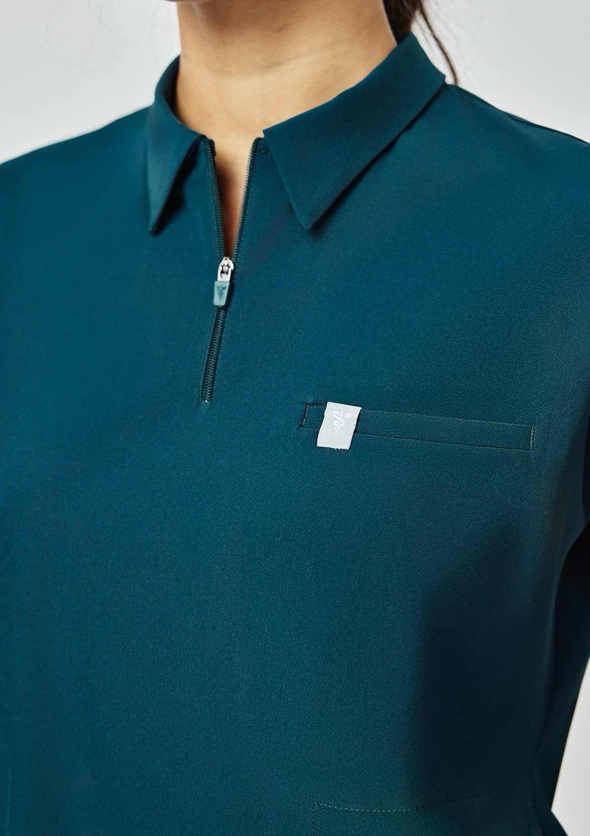 Zip-Up Polo MoveTech® Scrub Top - Women / Deep Teal