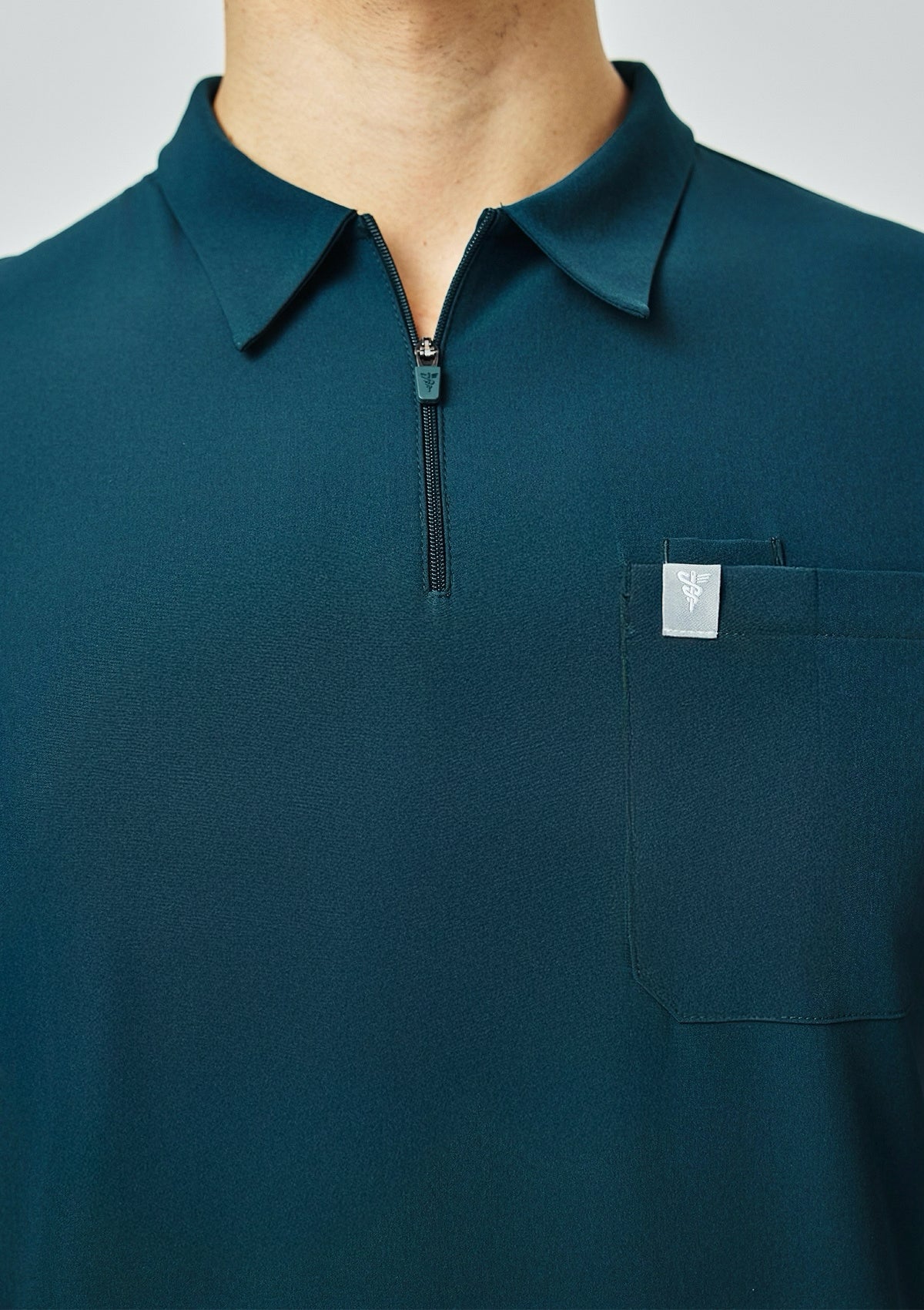 Zip-Up Polo MoveTech® Scrub Top - Men / Deep Teal
