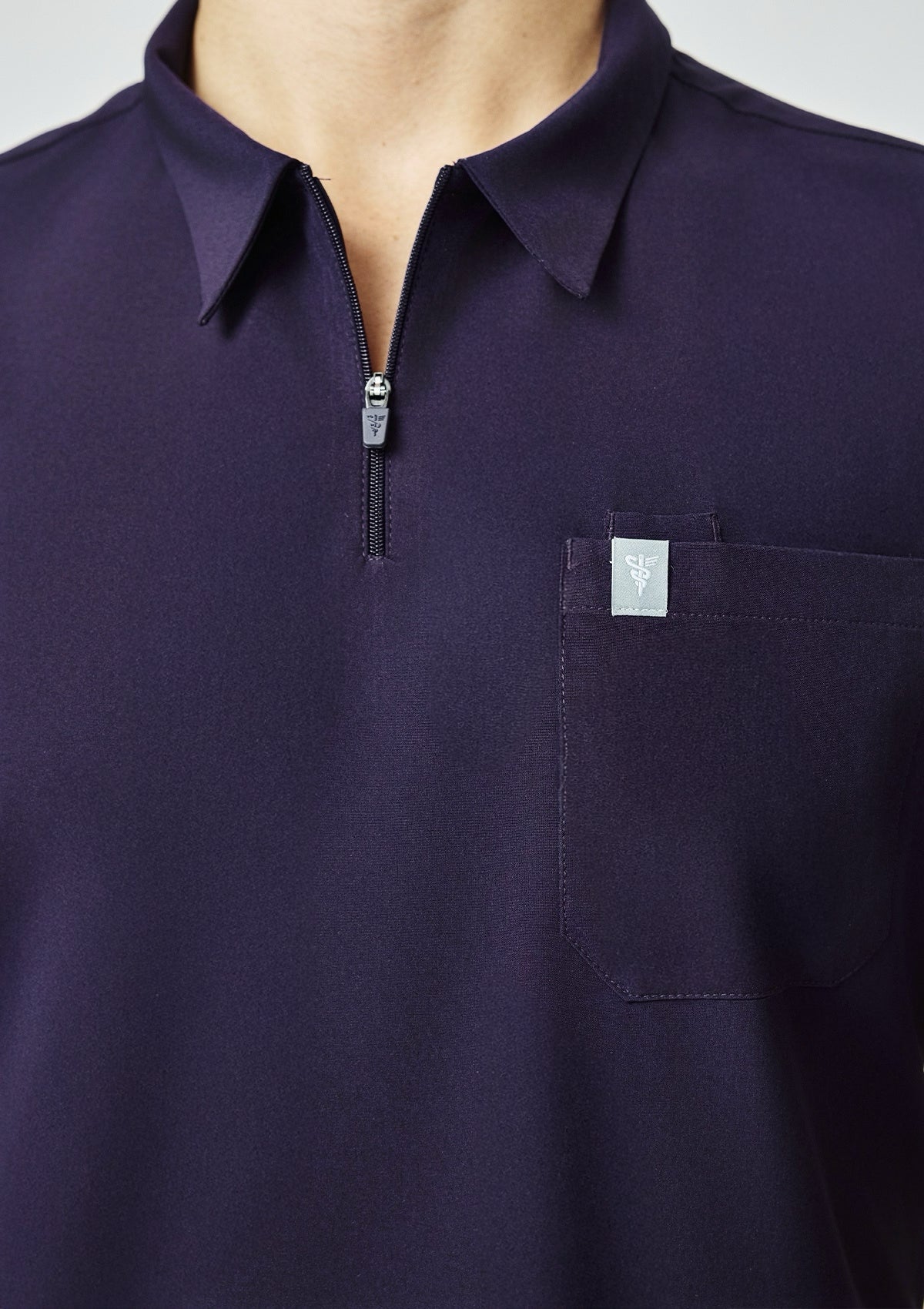 Zip-Up Polo MoveTech® Scrub Top - Men / Midnight Purple