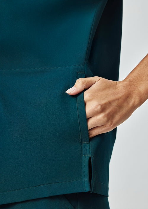 Zip-Up Polo MoveTech® Scrub Top - Women / Deep Teal
