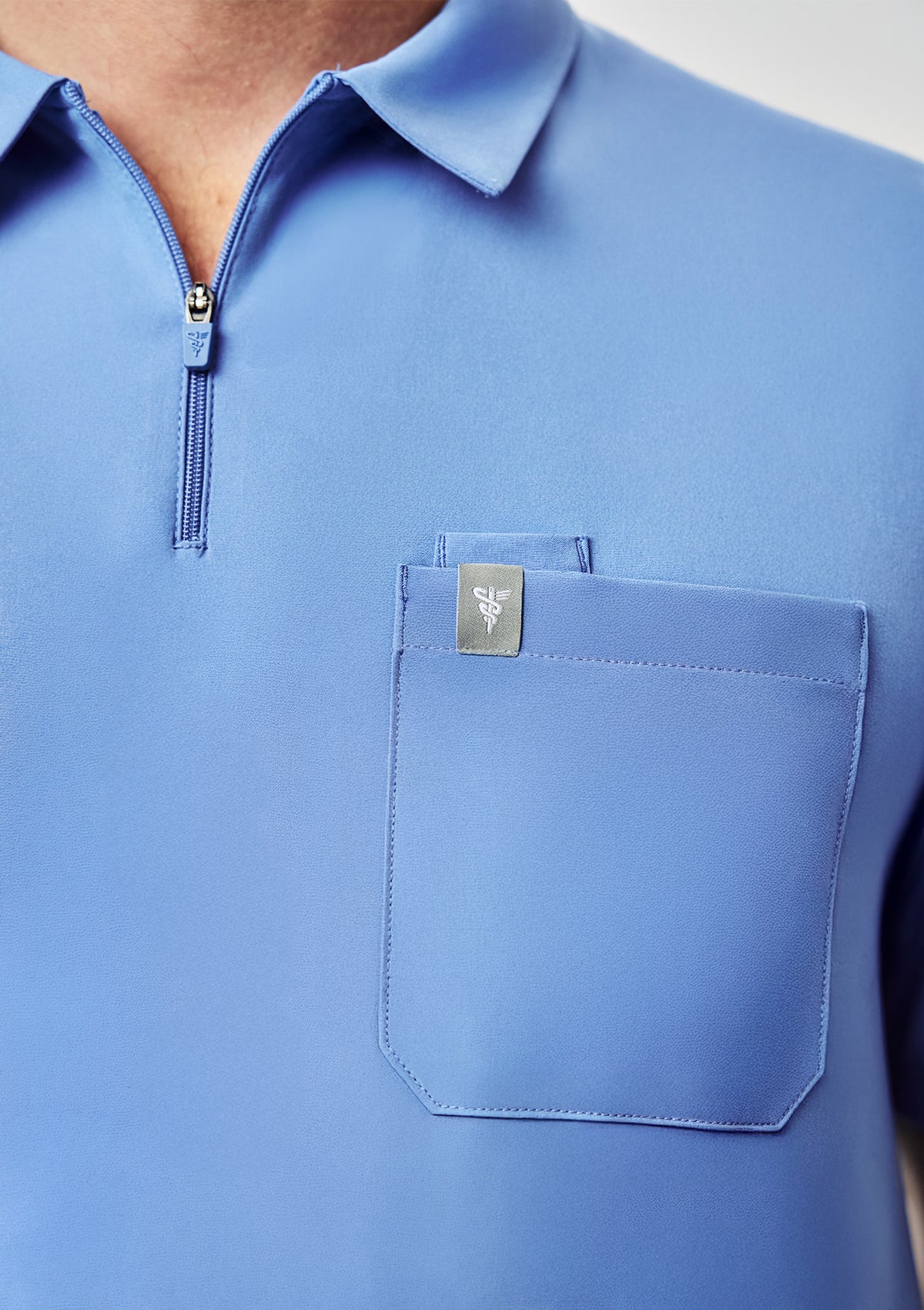 Zip-Up Polo MoveTech® Scrub Top - Men / Cool Ceil