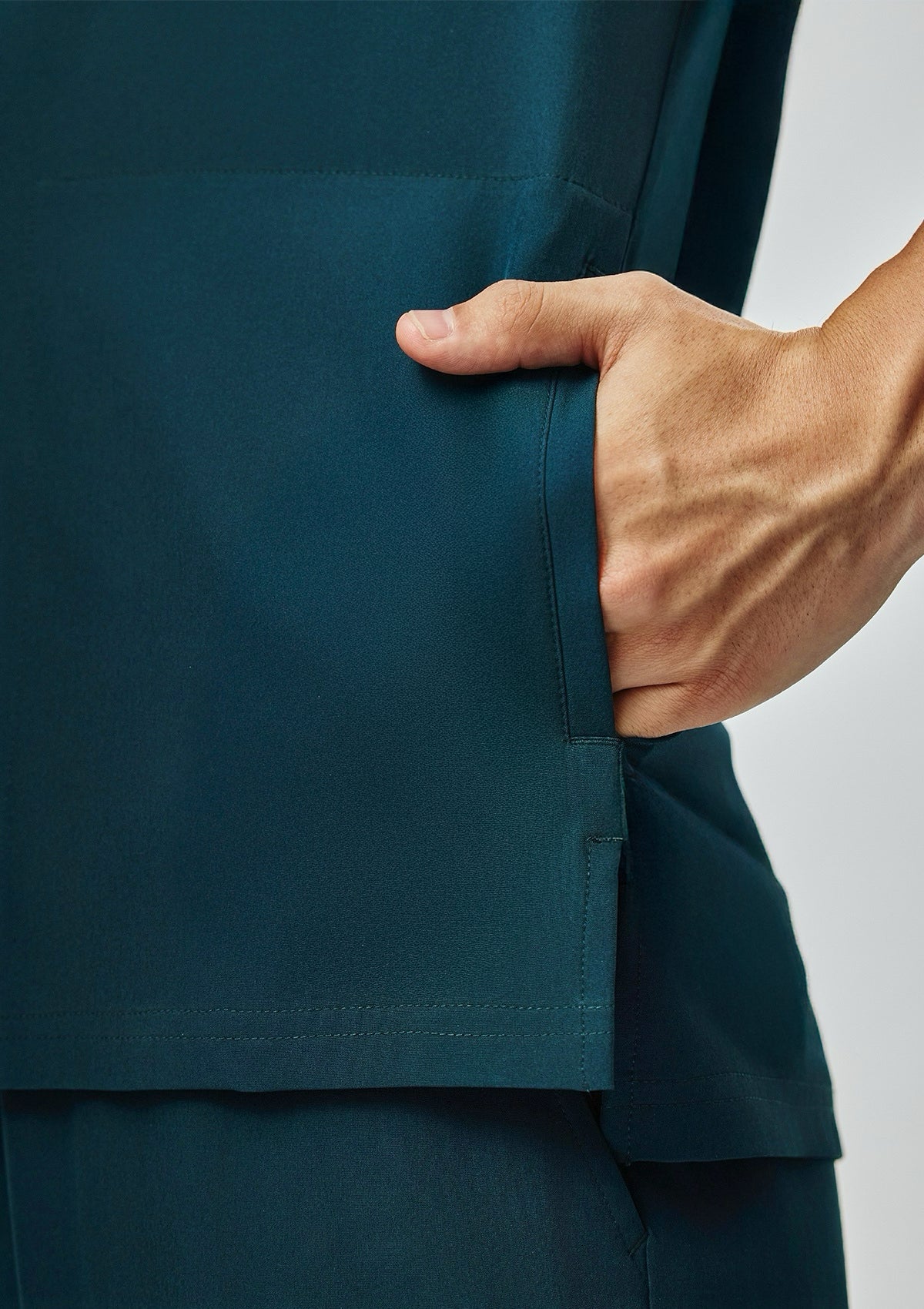 Zip-Up Polo MoveTech® Scrub Top - Men / Deep Teal