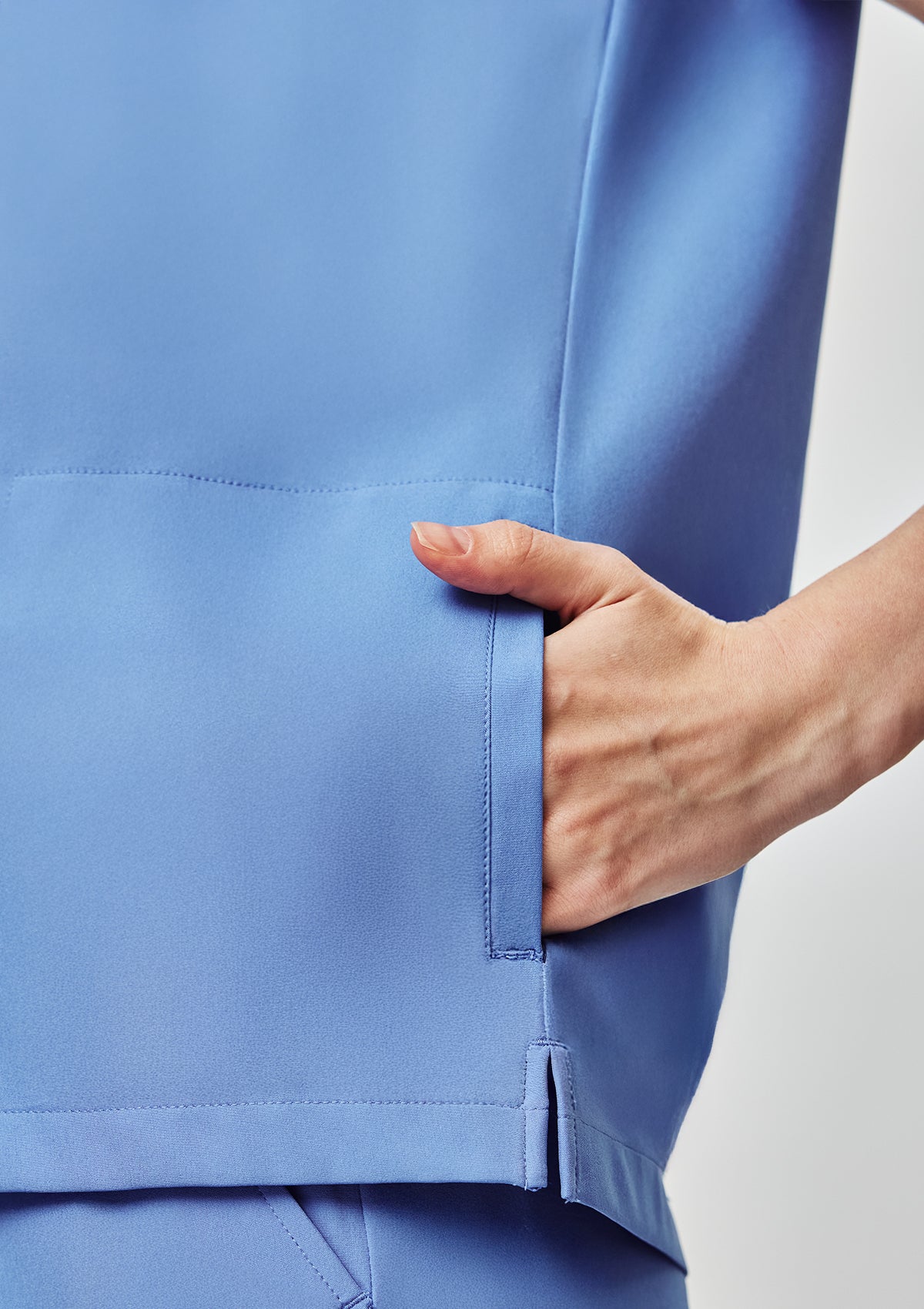Zip-Up Polo MoveTech® Scrub Top - Women / Cool Ceil
