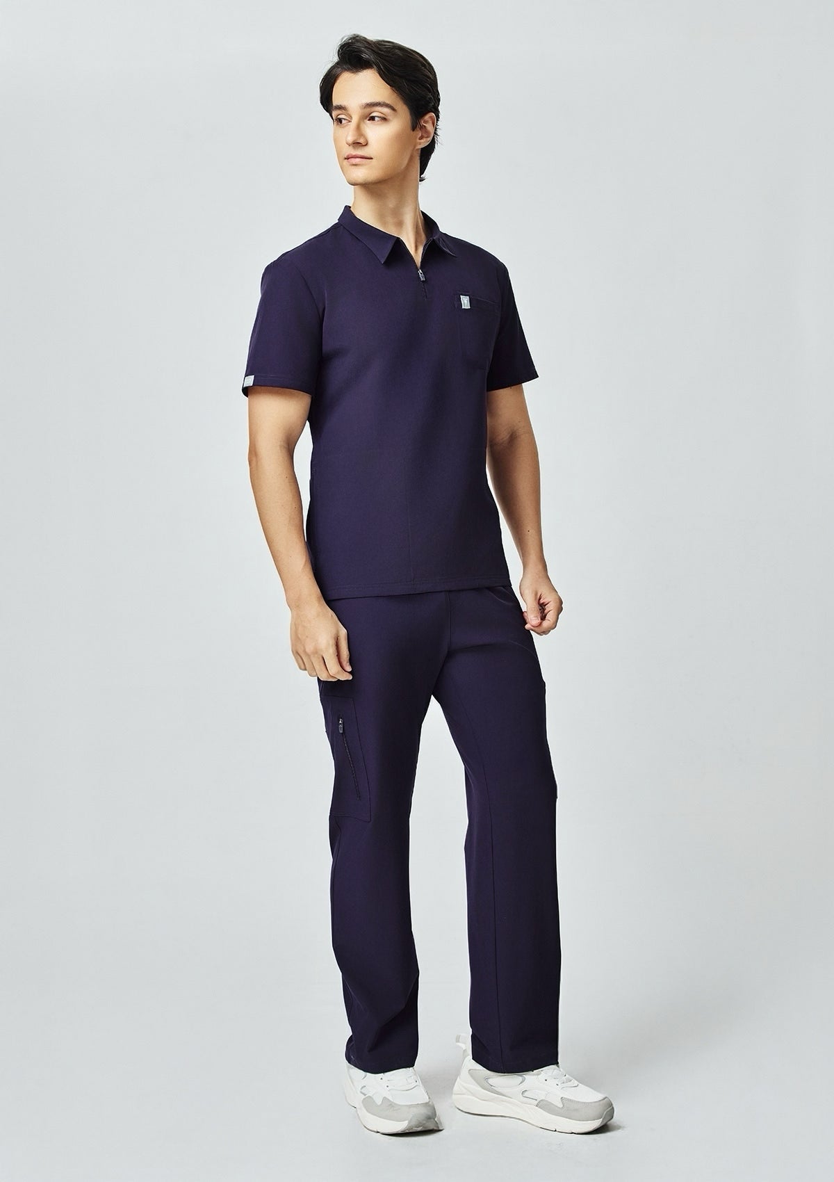 Zip-Up Polo MoveTech® Scrub Top - Men / Midnight Purple